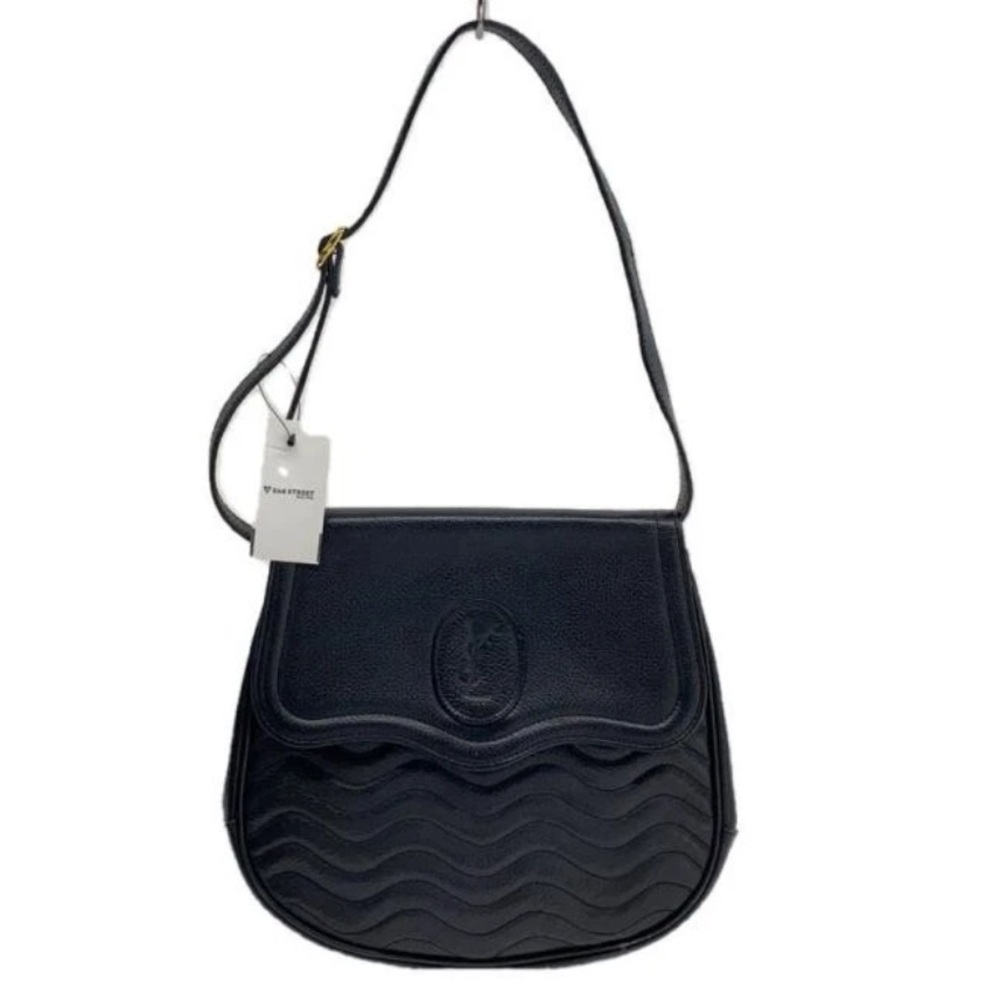Yves Saint Laurent Black Wave Pattern Shoulder Bag